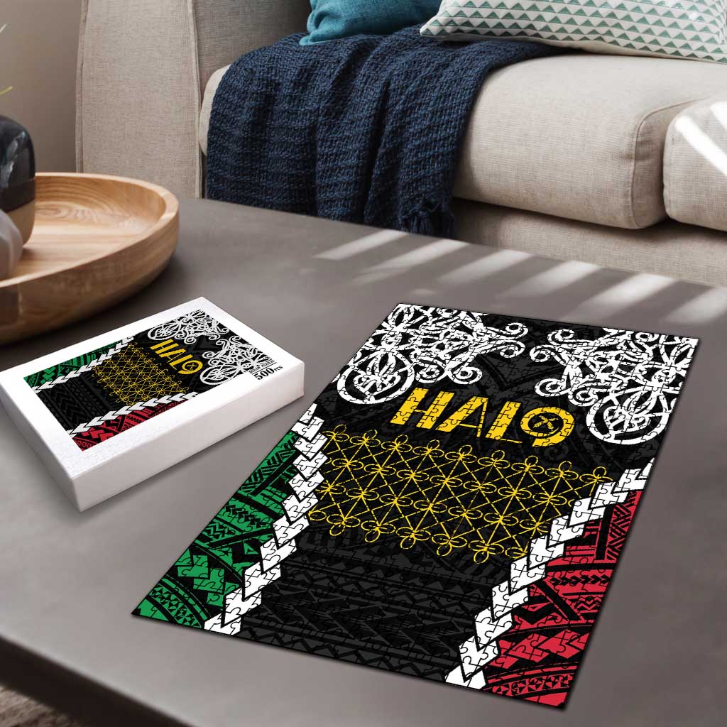 Halo Vanuatu Pride Puzzle Vanuatuan Sand Drawing Pattern - Polynesian Pride