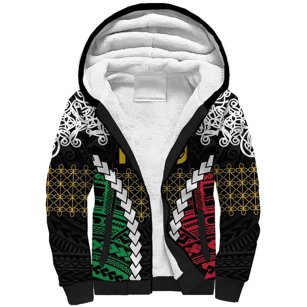 Halo Vanuatu Pride Sherpa Hoodie Vanuatuan Sand Drawing Pattern