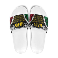 Halo Vanuatu Pride Slide Sandals Vanuatuan Sand Drawing Pattern LT9 Black - Polynesian Pride