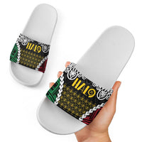 Halo Vanuatu Pride Slide Sandals Vanuatuan Sand Drawing Pattern LT9 - Polynesian Pride