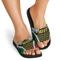 Halo Vanuatu Pride Slide Sandals Vanuatuan Sand Drawing Pattern LT9 - Polynesian Pride