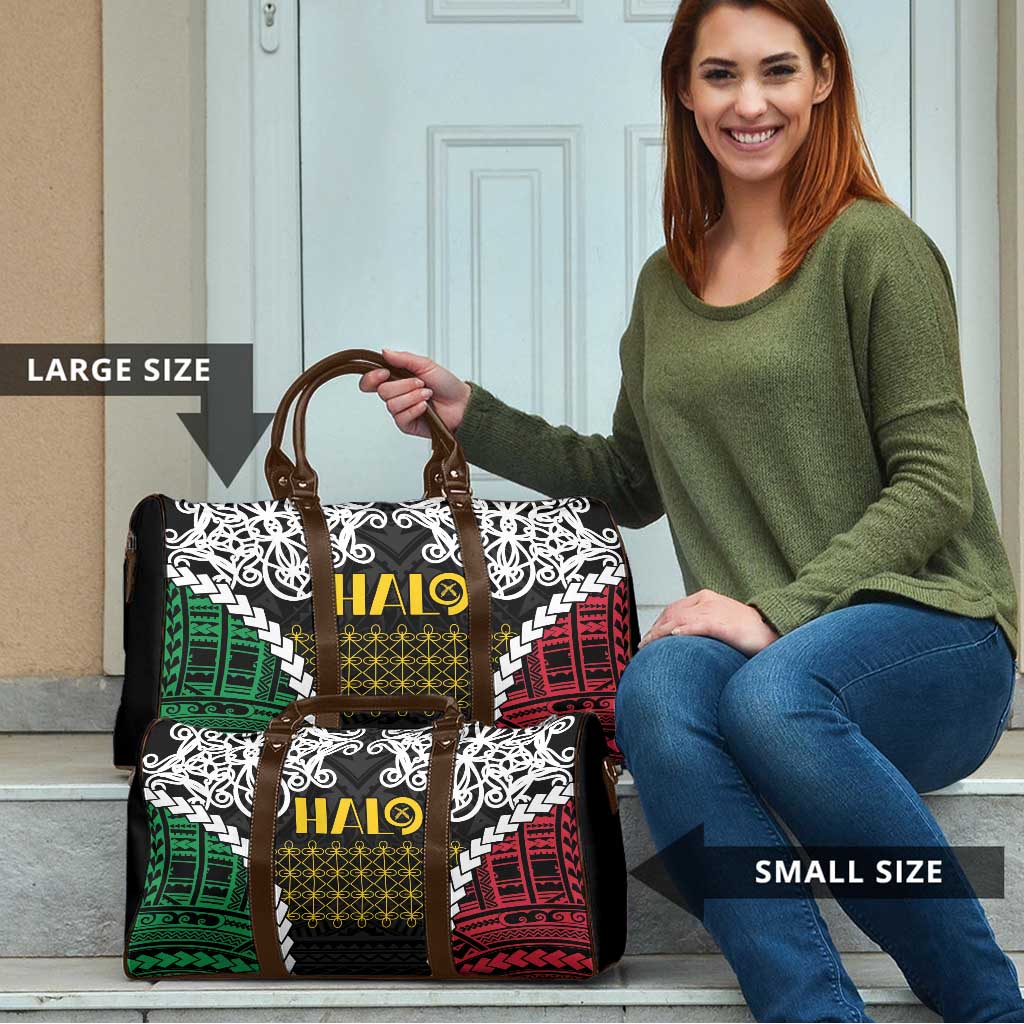 Halo Vanuatu Pride Travel Bag Vanuatuan Sand Drawing Pattern - Polynesian Pride