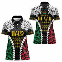 Halo Vanuatu Pride Women Polo Shirt Vanuatuan Sand Drawing Pattern