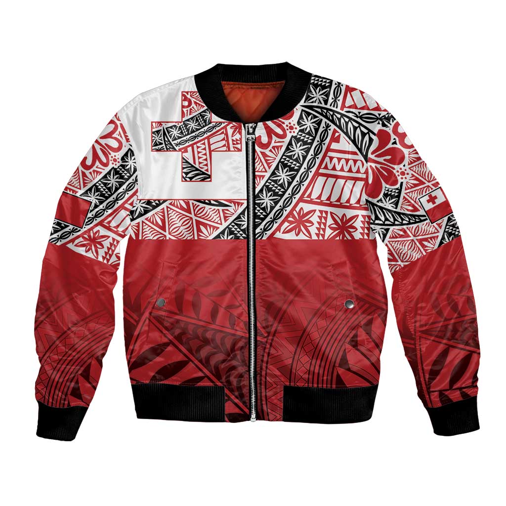 Malo e lelei Tonga Bomber Jacket Ngatu Tokelau Feletoa Fata Traditional Polynesian Pattern LT9 Unisex Red - Polynesian Pride