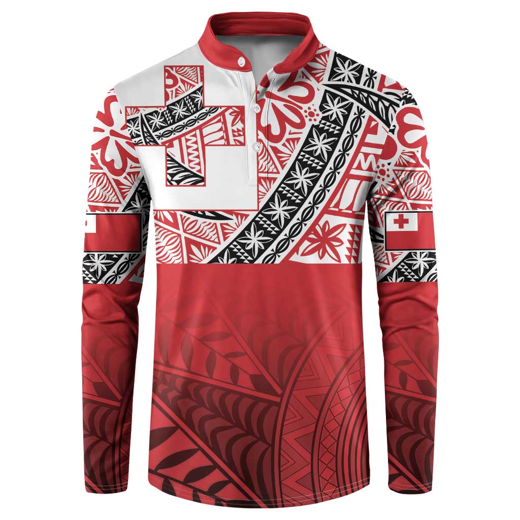 Malo e lelei Tonga Button Sweatshirt Ngatu Tokelau Feletoa Fata Traditional Polynesian Pattern LT9 Red - Polynesian Pride