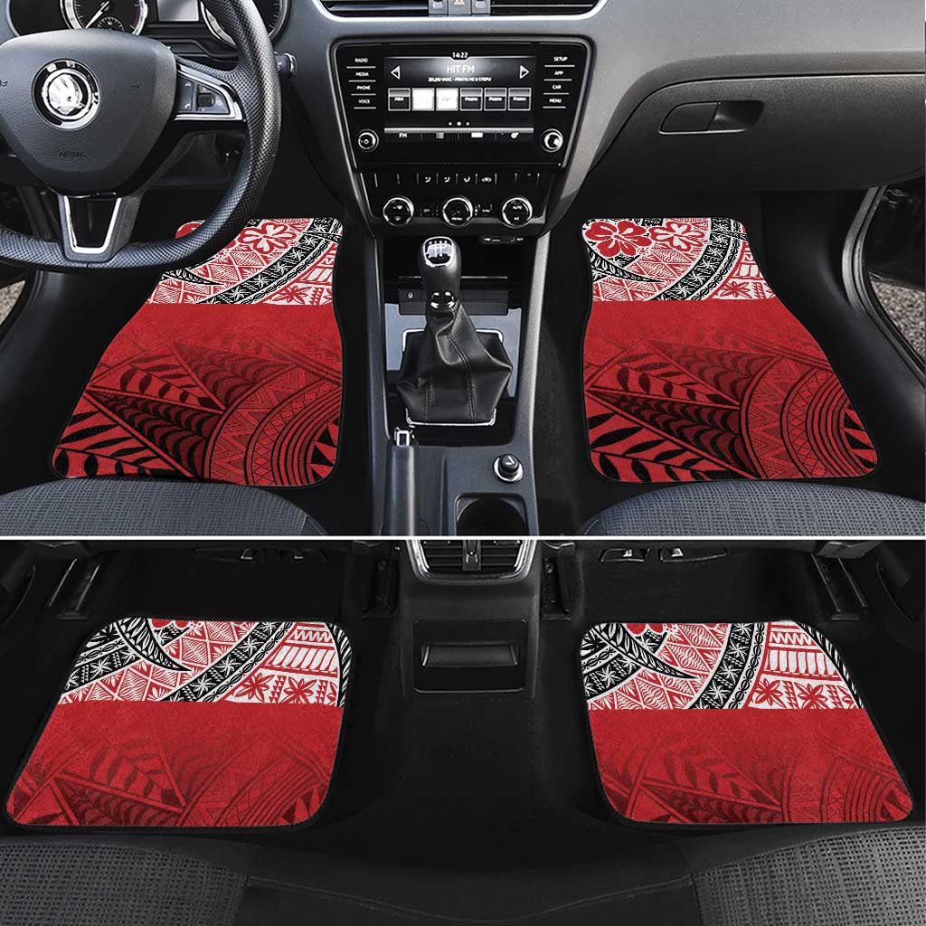 Malo e lelei Tonga Car Mats Ngatu Tokelau Feletoa Fata Traditional Polynesian Pattern LT9 Set 4pcs Red - Polynesian Pride
