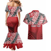 Malo e lelei Tonga Couples Matching Mermaid Dress and Hawaiian Shirt Ngatu Tokelau Feletoa Fata Traditional Polynesian Pattern