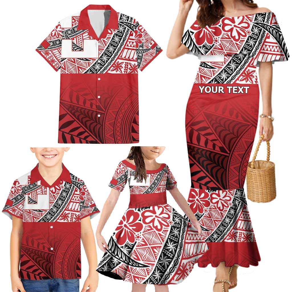 Malo e lelei Tonga Family Matching Mermaid Dress and Hawaiian Shirt Ngatu Tokelau Feletoa Fata Traditional Polynesian Pattern