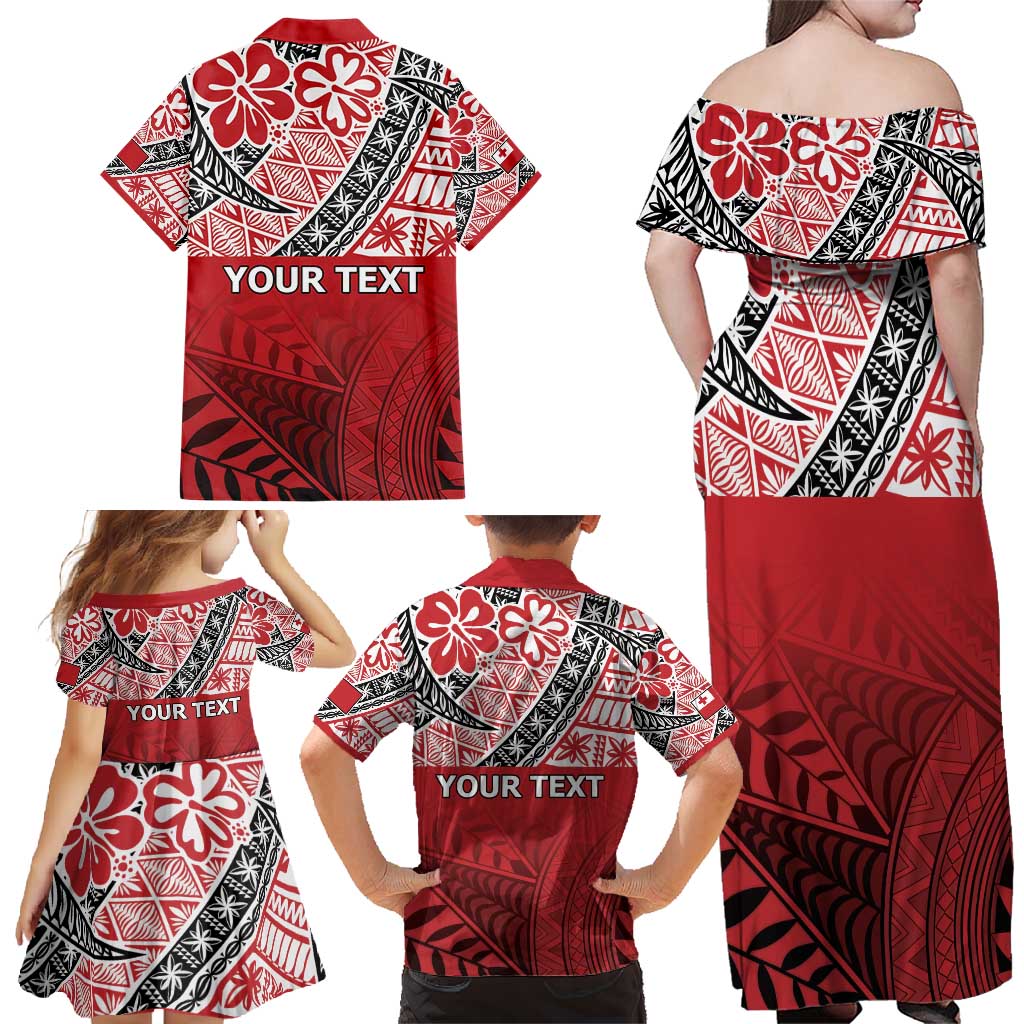 Malo e lelei Tonga Family Matching Off Shoulder Maxi Dress and Hawaiian Shirt Ngatu Tokelau Feletoa Fata Traditional Polynesian Pattern