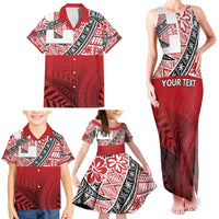 Malo e lelei Tonga Family Matching Tank Maxi Dress and Hawaiian Shirt Ngatu Tokelau Feletoa Fata Traditional Polynesian Pattern