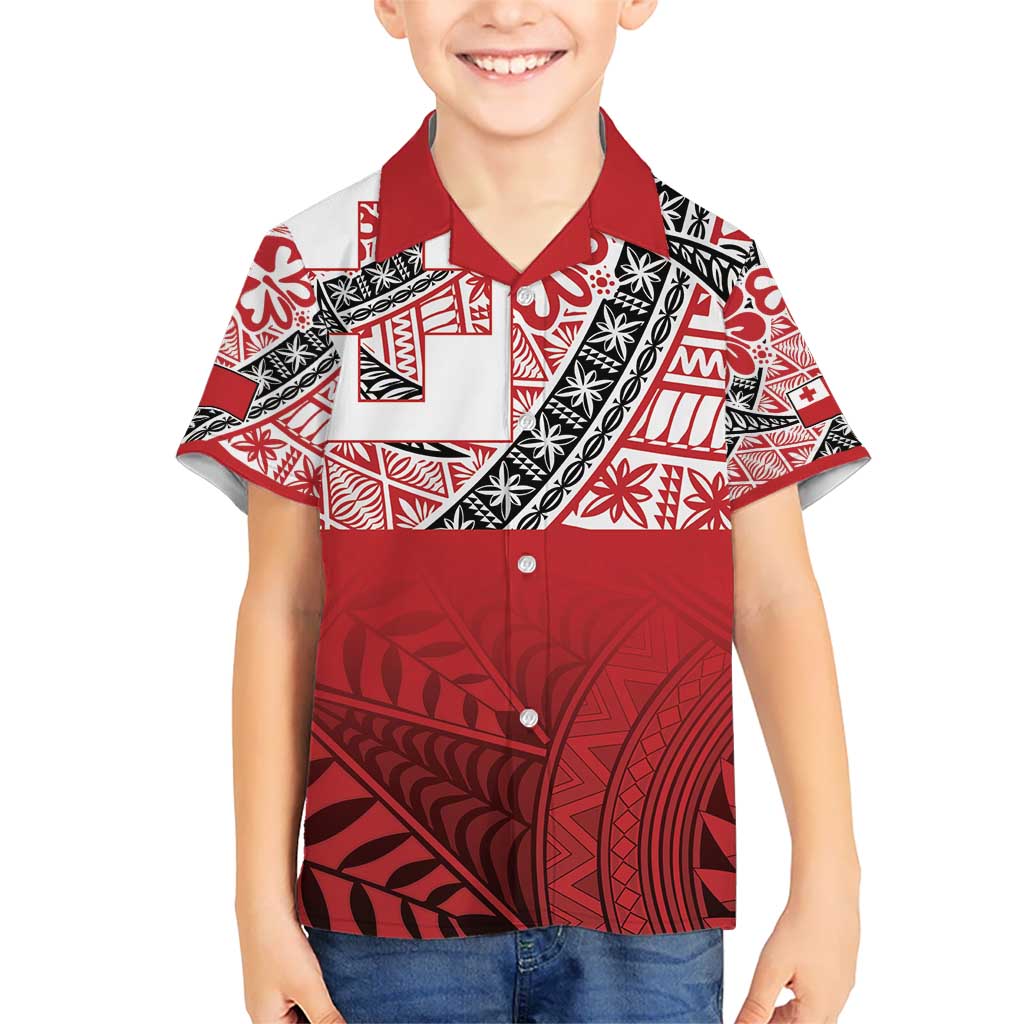Malo e lelei Tonga Kid Hawaiian Shirt Ngatu Tokelau Feletoa Fata Traditional Polynesian Pattern LT9 Kid Red - Polynesian Pride