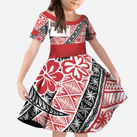Malo e lelei Tonga Kid Short Sleeve Dress Ngatu Tokelau Feletoa Fata Traditional Polynesian Pattern