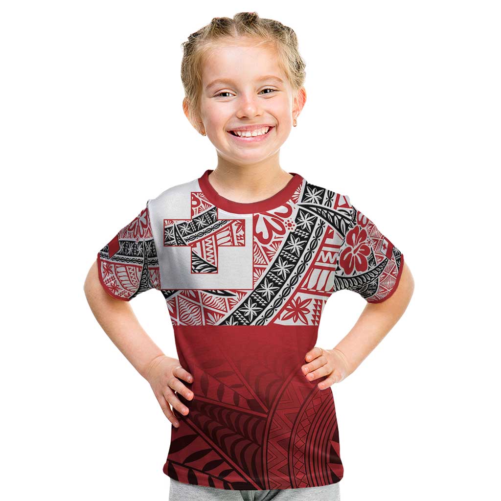 Malo e lelei Tonga Kid T Shirt Ngatu Tokelau Feletoa Fata Traditional Polynesian Pattern LT9 Red - Polynesian Pride