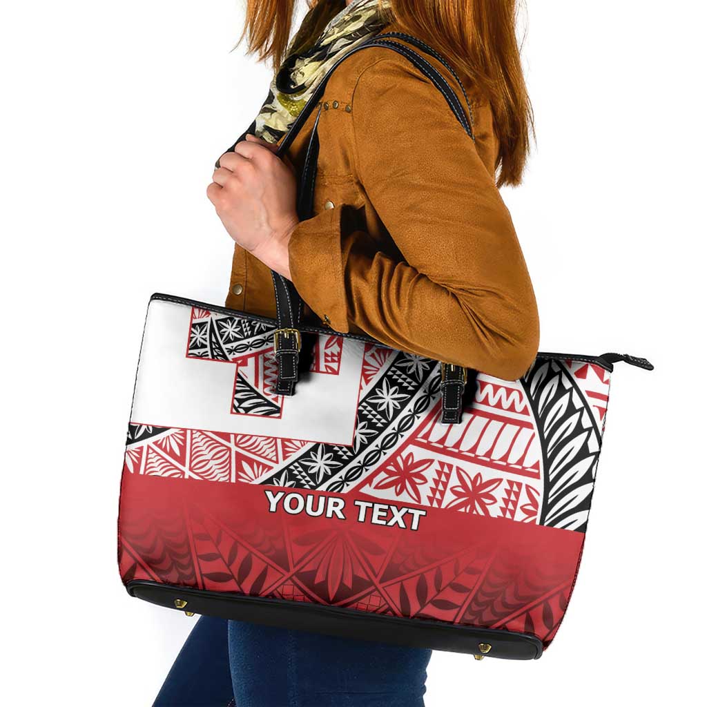 Malo e lelei Tonga Leather Tote Bag Ngatu Tokelau Feletoa Fata Traditional Polynesian Pattern LT9 Red - Polynesian Pride