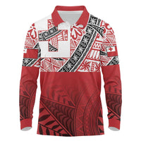 Malo e lelei Tonga Long Sleeve Polo Shirt Ngatu Tokelau Feletoa Fata Traditional Polynesian Pattern
