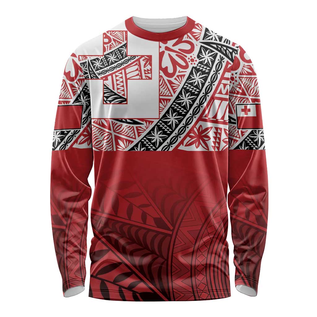 Malo e lelei Tonga Long Sleeve Shirt Ngatu Tokelau Feletoa Fata Traditional Polynesian Pattern LT9 Unisex Red - Polynesian Pride