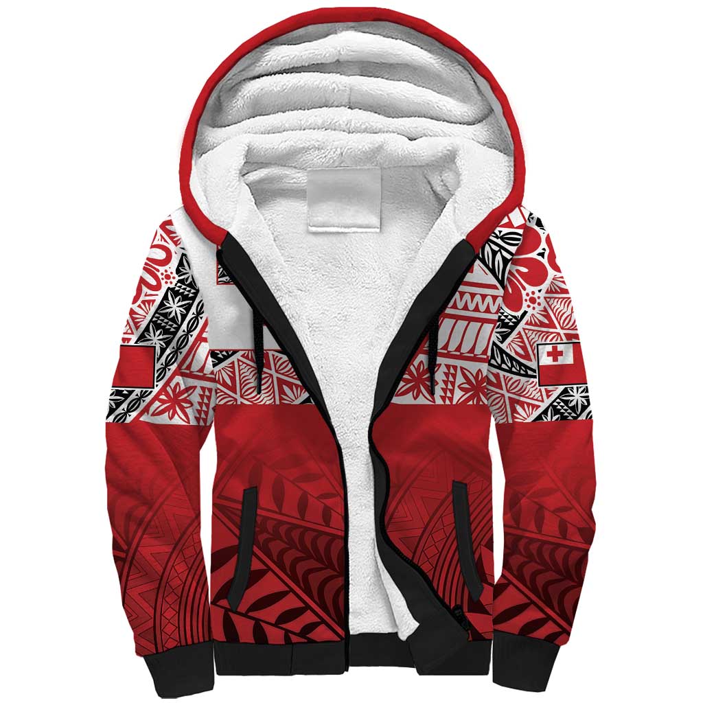 Malo e lelei Tonga Sherpa Hoodie Ngatu Tokelau Feletoa Fata Traditional Polynesian Pattern LT9 Unisex Red - Polynesian Pride