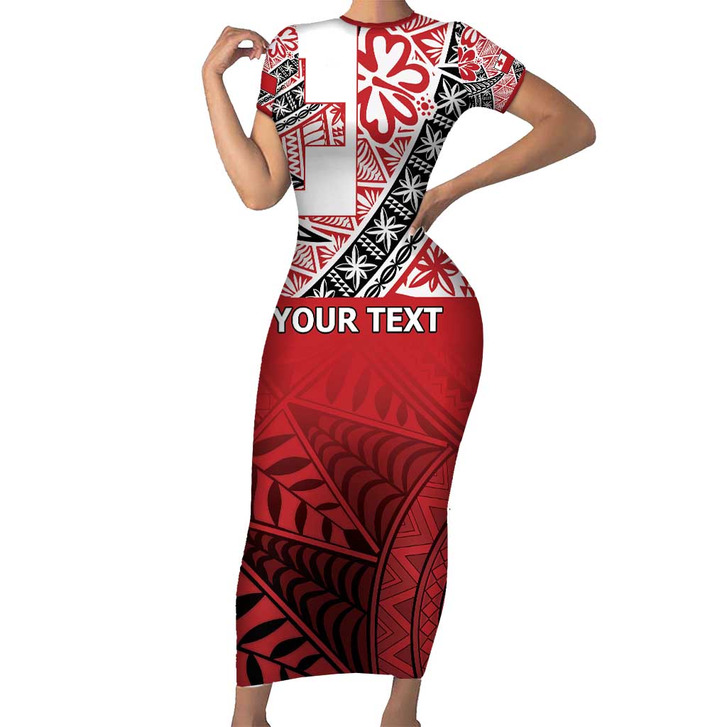 Malo e lelei Tonga Short Sleeve Bodycon Dress Ngatu Tokelau Feletoa Fata Traditional Polynesian Pattern