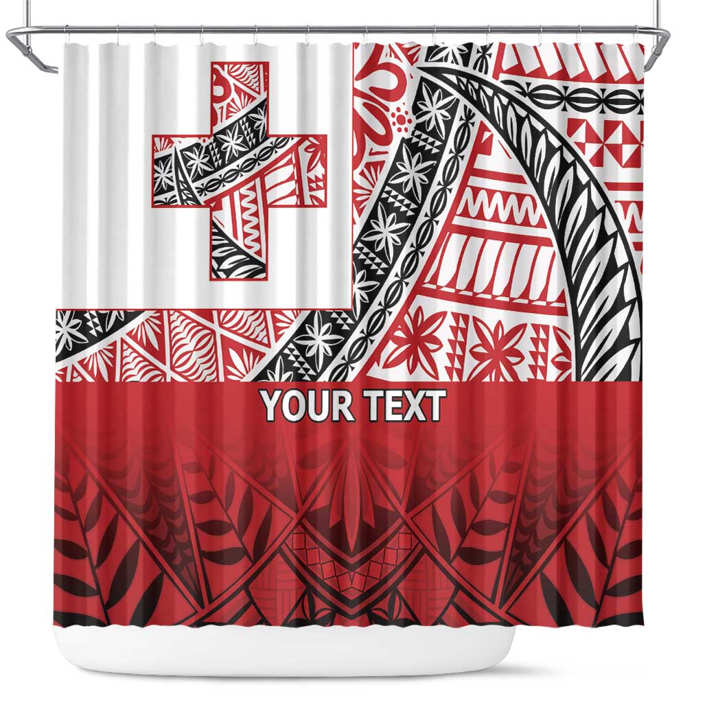 Malo e lelei Tonga Shower Curtain Ngatu Tokelau Feletoa Fata Traditional Polynesian Pattern LT9 Red - Polynesian Pride