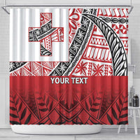 Malo e lelei Tonga Shower Curtain Ngatu Tokelau Feletoa Fata Traditional Polynesian Pattern