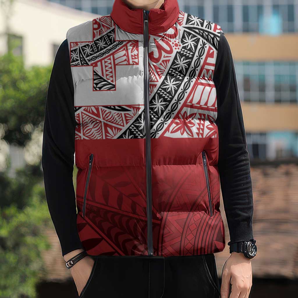 Malo e lelei Tonga Sleeveless Puffer Jacket Ngatu Tokelau Feletoa Fata Traditional Polynesian Pattern - Polynesian Pride