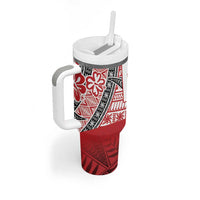 Malo e lelei Tonga Tumbler With Handle Ngatu Tokelau Feletoa Fata Traditional Polynesian Pattern