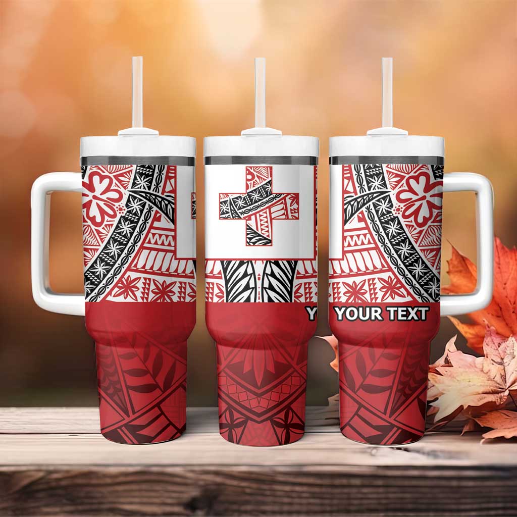 Malo e lelei Tonga Tumbler With Handle Ngatu Tokelau Feletoa Fata Traditional Polynesian Pattern