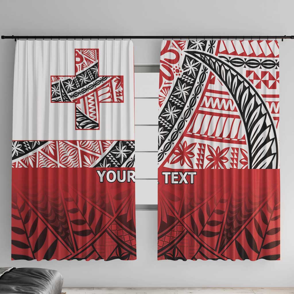Malo e lelei Tonga Window Curtain Ngatu Tokelau Feletoa Fata Traditional Polynesian Pattern LT9 With Hooks Red - Polynesian Pride