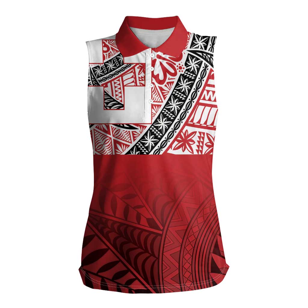 Malo e lelei Tonga Women Sleeveless Polo Shirt Ngatu Tokelau Feletoa Fata Traditional Polynesian Pattern