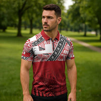 Malo e lelei Tonga Zipper Polo Shirt Ngatu Tokelau Feletoa Fata Traditional Polynesian Pattern - Polynesian Pride