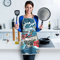 Hawaii Santa Skeleton Surfing Personalized Apron Mele Kalikimaka i Iulai!