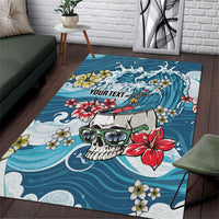 Hawaii Santa Skeleton Surfing Personalized Area Rug Mele Kalikimaka i Iulai!