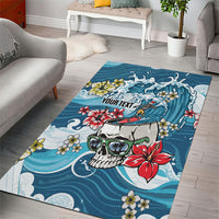 Hawaii Santa Skeleton Surfing Personalized Area Rug Mele Kalikimaka i Iulai!
