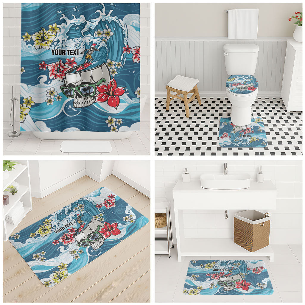 Hawaii Santa Skeleton Surfing Personalized Bathroom Set Mele Kalikimaka i Iulai!