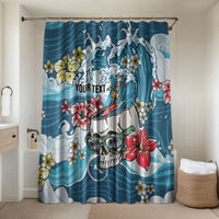 Hawaii Santa Skeleton Surfing Personalized Bathroom Set Mele Kalikimaka i Iulai!