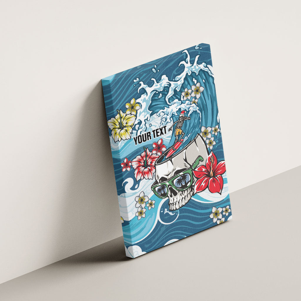 Hawaii Santa Skeleton Surfing Personalized Canvas Wall Art Mele Kalikimaka i Iulai!