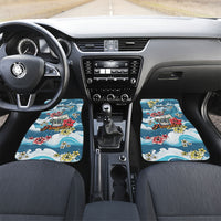 Hawaii Santa Skeleton Surfing Personalized Car Mats Mele Kalikimaka i Iulai!