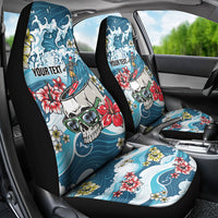 Hawaii Santa Skeleton Surfing Personalized Car Seat Cover Mele Kalikimaka i Iulai!