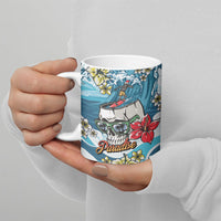 Hawaii Santa Skeleton Surfing Personalized Ceramic Mug Mele Kalikimaka i Iulai!