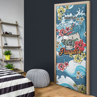 Hawaii Santa Skeleton Surfing Personalized Door Cover Mele Kalikimaka i Iulai!