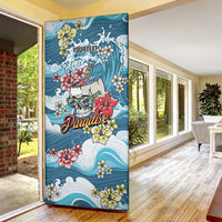 Hawaii Santa Skeleton Surfing Personalized Door Cover Mele Kalikimaka i Iulai!