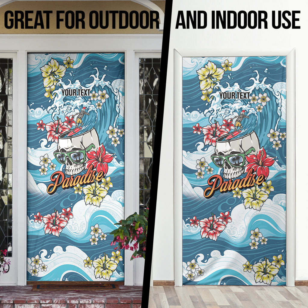 Hawaii Santa Skeleton Surfing Personalized Door Cover Mele Kalikimaka i Iulai!