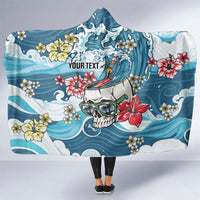 Hawaii Santa Skeleton Surfing Personalized Hooded Blanket Mele Kalikimaka i Iulai!