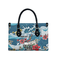 Hawaii Santa Skeleton Surfing Personalized Leather Bag Mele Kalikimaka i Iulai!