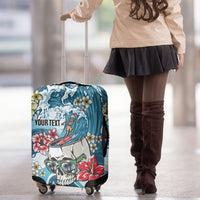 Hawaii Santa Skeleton Surfing Personalized Luggage Cover Mele Kalikimaka i Iulai!
