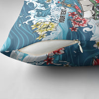 Hawaii Santa Skeleton Surfing Personalized Pillow Cover Mele Kalikimaka i Iulai!