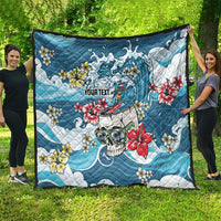 Hawaii Santa Skeleton Surfing Personalized Quilt Mele Kalikimaka i Iulai!