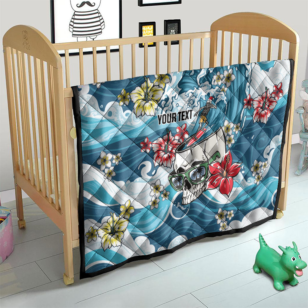 Hawaii Santa Skeleton Surfing Personalized Quilt Mele Kalikimaka i Iulai!