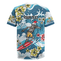 Hawaii Santa Skeleton Surfing Personalized Rugby Jersey Mele Kalikimaka i Iulai!