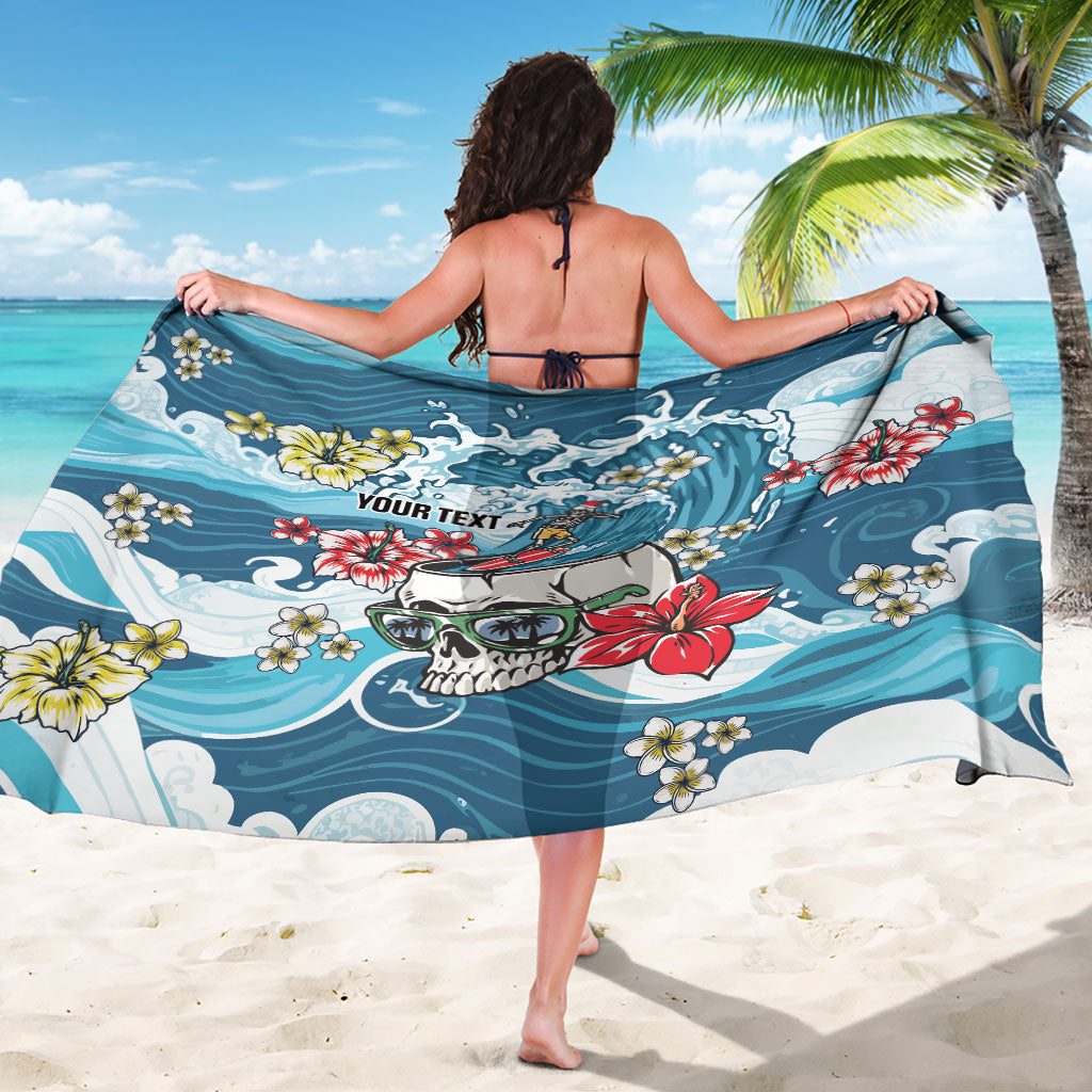 Hawaii Santa Skeleton Surfing Personalized Sarong Mele Kalikimaka i Iulai!